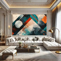 Toiledart Tableau abstrait aquarelle géométrique Toile