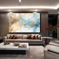 Toiledart Tableau abstrait beige blanc et bleu Toile