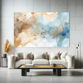 Toiledart Tableau abstrait beige blanc et bleu Toile
