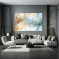 Toiledart Tableau abstrait beige blanc et bleu Toile