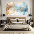 Toiledart Tableau abstrait beige blanc et bleu Toile