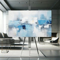 Toiledart Tableau abstrait bleu et blanc Toile