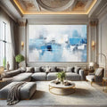 Toiledart Tableau abstrait bleu et blanc Toile