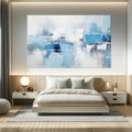Toiledart Tableau abstrait bleu et blanc Toile
