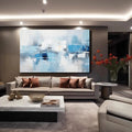 Toiledart Tableau abstrait bleu et blanc Toile