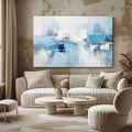 Toiledart Tableau abstrait bleu et blanc Toile