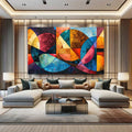 Toiledart Tableau abstrait coloré géométrique artistique Toile 40x20