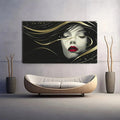 Toiledart Tableau abstrait femme luxueuse sur fond noir Toile