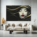 Toiledart Tableau abstrait femme luxueuse sur fond noir Toile