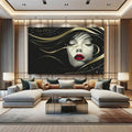Toiledart Tableau abstrait femme luxueuse sur fond noir Toile