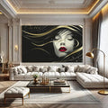 Toiledart Tableau abstrait femme luxueuse sur fond noir Toile