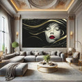 Toiledart Tableau abstrait femme luxueuse sur fond noir Toile
