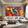 Toiledart Tableau abstrait guitariste Toile