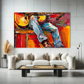 Toiledart Tableau abstrait guitariste Toile