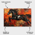 Toiledart Tableau peinture abstraite cheval noir Toile