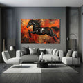 Toiledart Tableau peinture abstraite cheval noir Toile