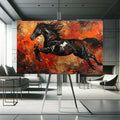 Toiledart Tableau peinture abstraite cheval noir Toile