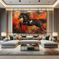 Toiledart Tableau peinture abstraite cheval noir Toile