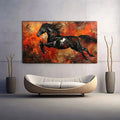 Toiledart Tableau peinture abstraite cheval noir Toile