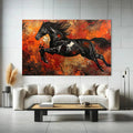 Toiledart Tableau peinture abstraite cheval noir Toile