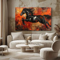 Toiledart Tableau peinture abstraite cheval noir Toile