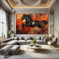 Toiledart Tableau peinture abstraite cheval noir Toile