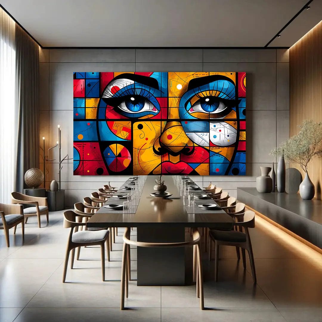 Toiledart Tableau peinture abstraite visage de femme style graffiti Toile