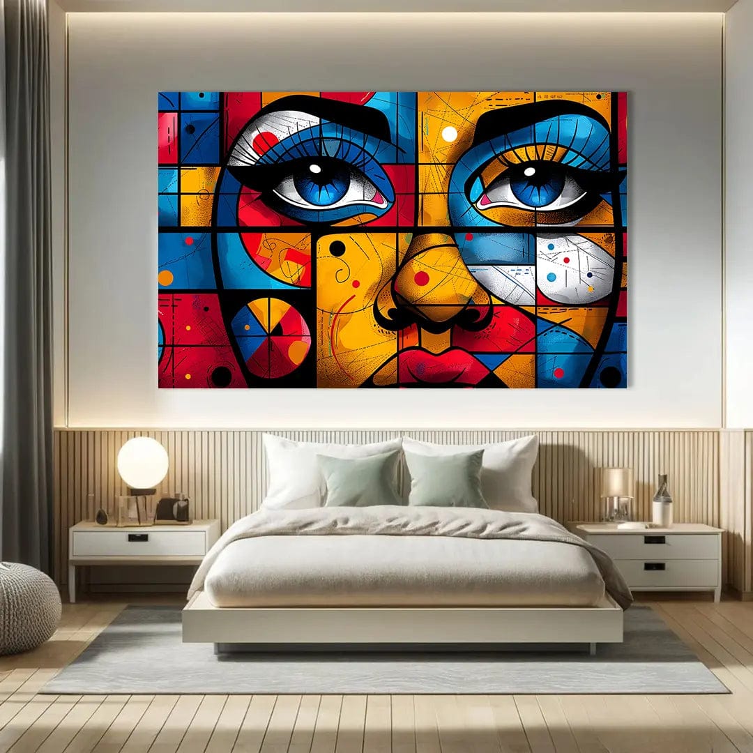Toiledart Tableau peinture abstraite visage de femme style graffiti Toile