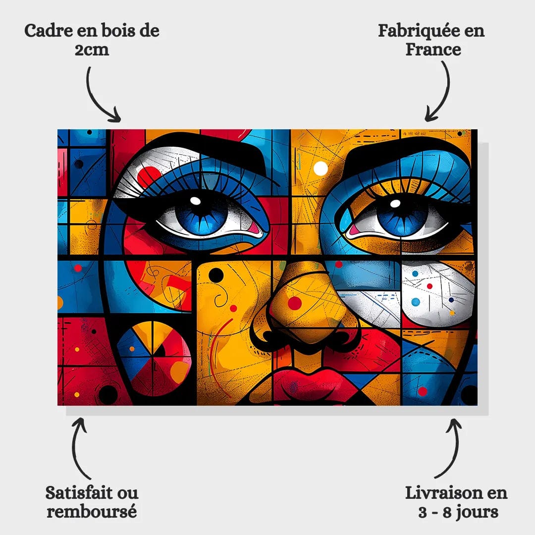 Toiledart Tableau peinture abstraite visage de femme style graffiti Toile