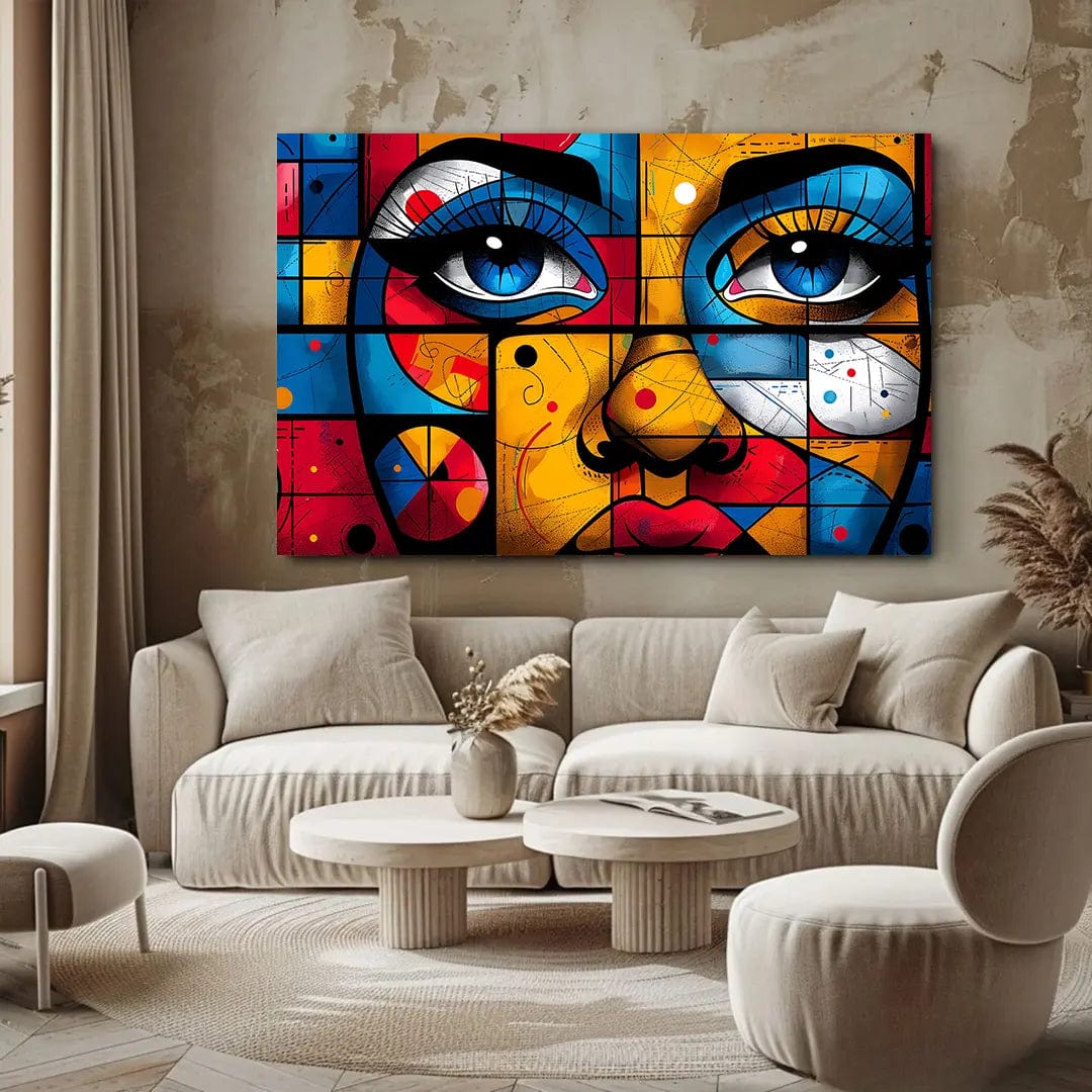 Toiledart Tableau peinture abstraite visage de femme style graffiti Toile