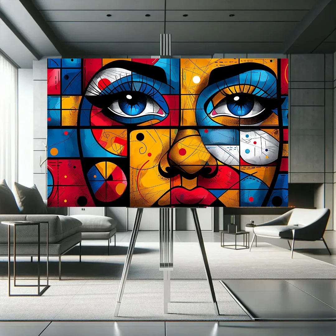 Toiledart Tableau peinture abstraite visage de femme style graffiti Toile