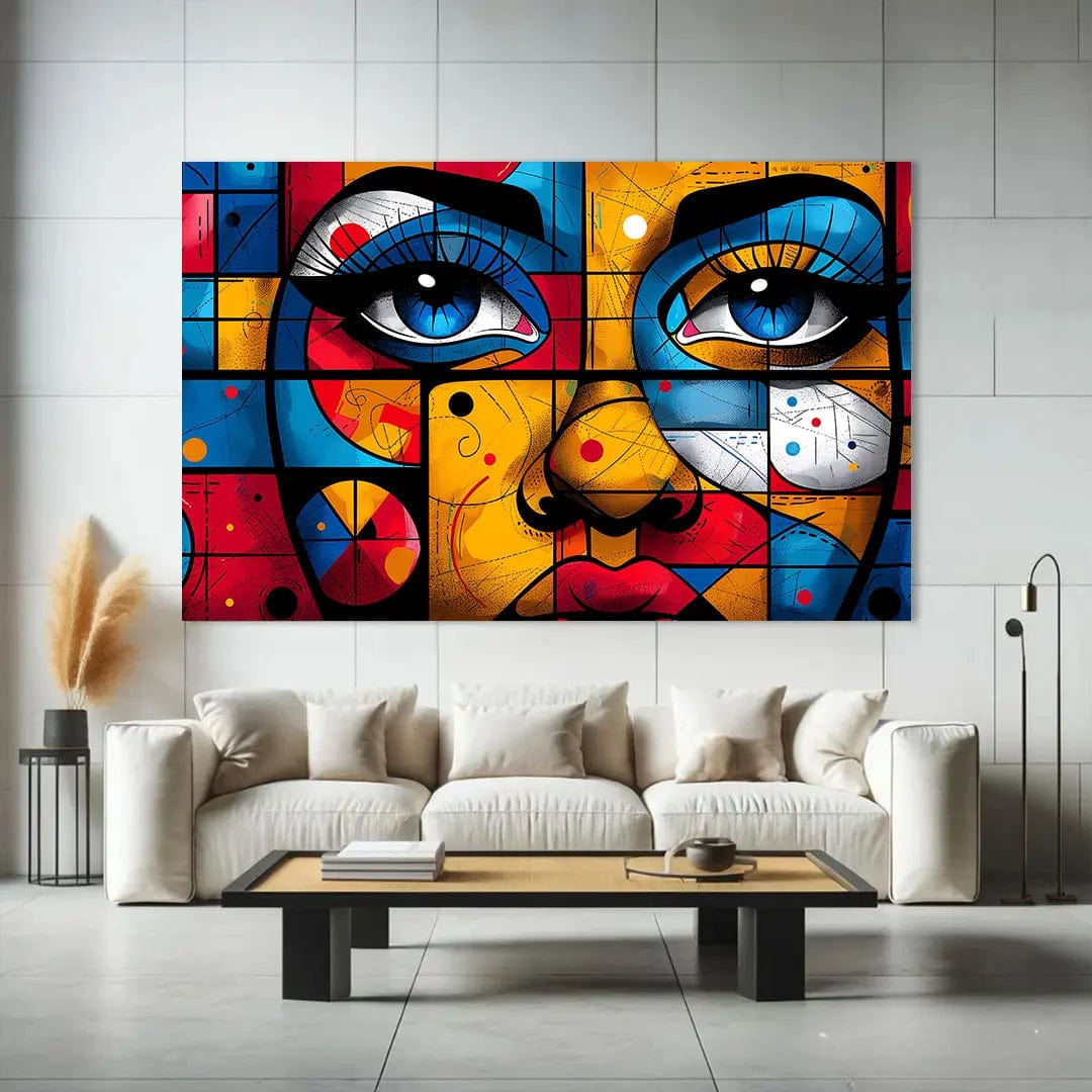 Toiledart Tableau peinture abstraite visage de femme style graffiti Toile