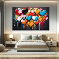 Toiledart Tableau peinture coeurs au style graffiti Toile