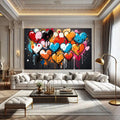 Toiledart Tableau peinture coeurs au style graffiti Toile