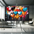 Toiledart Tableau peinture coeurs au style graffiti Toile