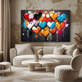 Toiledart Tableau peinture coeurs au style graffiti Toile