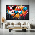 Toiledart Tableau peinture coeurs au style graffiti Toile