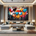 Toiledart Tableau peinture coeurs au style graffiti Toile