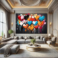 Toiledart Tableau peinture coeurs au style graffiti Toile