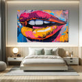 Toiledart Tableau peinture colorée de lèvres mordantes Toile 40x20