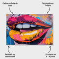 Toiledart Tableau peinture colorée de lèvres mordantes Toile