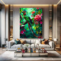 Toiledart Tableau peinture d'oiseau coloré sur une branche fleurie Toile 40x30