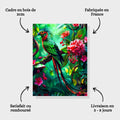 Toiledart Tableau peinture d'oiseau coloré sur une branche fleurie Toile