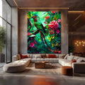 Toiledart Tableau peinture d'oiseau coloré sur une branche fleurie Toile