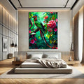 Toiledart Tableau peinture d'oiseau coloré sur une branche fleurie Toile