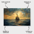 Toiledart Tableau peinture dorée abstraite voilier en mer Toile