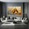 Toiledart Tableau peinture dorée cheval Toile