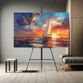 Toiledart Tableau peinture voilier au coucher du soleil Toile