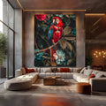 Toiledart Tableau perroquet rouge et bleu sur une branche Toile