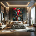 Toiledart Tableau perroquet rouge et bleu sur une branche Toile